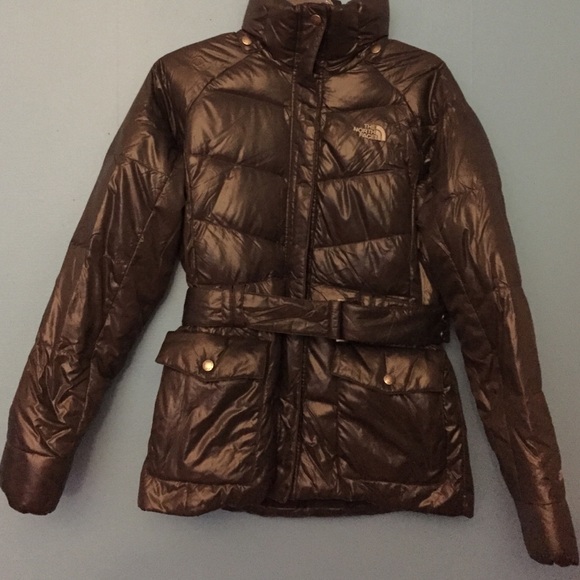 gray north face bubble coat