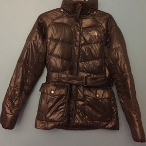 gray north face bubble coat