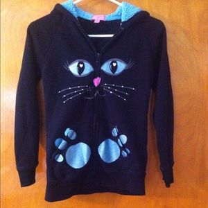 GIRLS Black Cat Hoodie with Ears on Hood