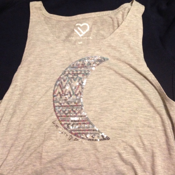 Gray tank with a silver sparkly moon!🌚