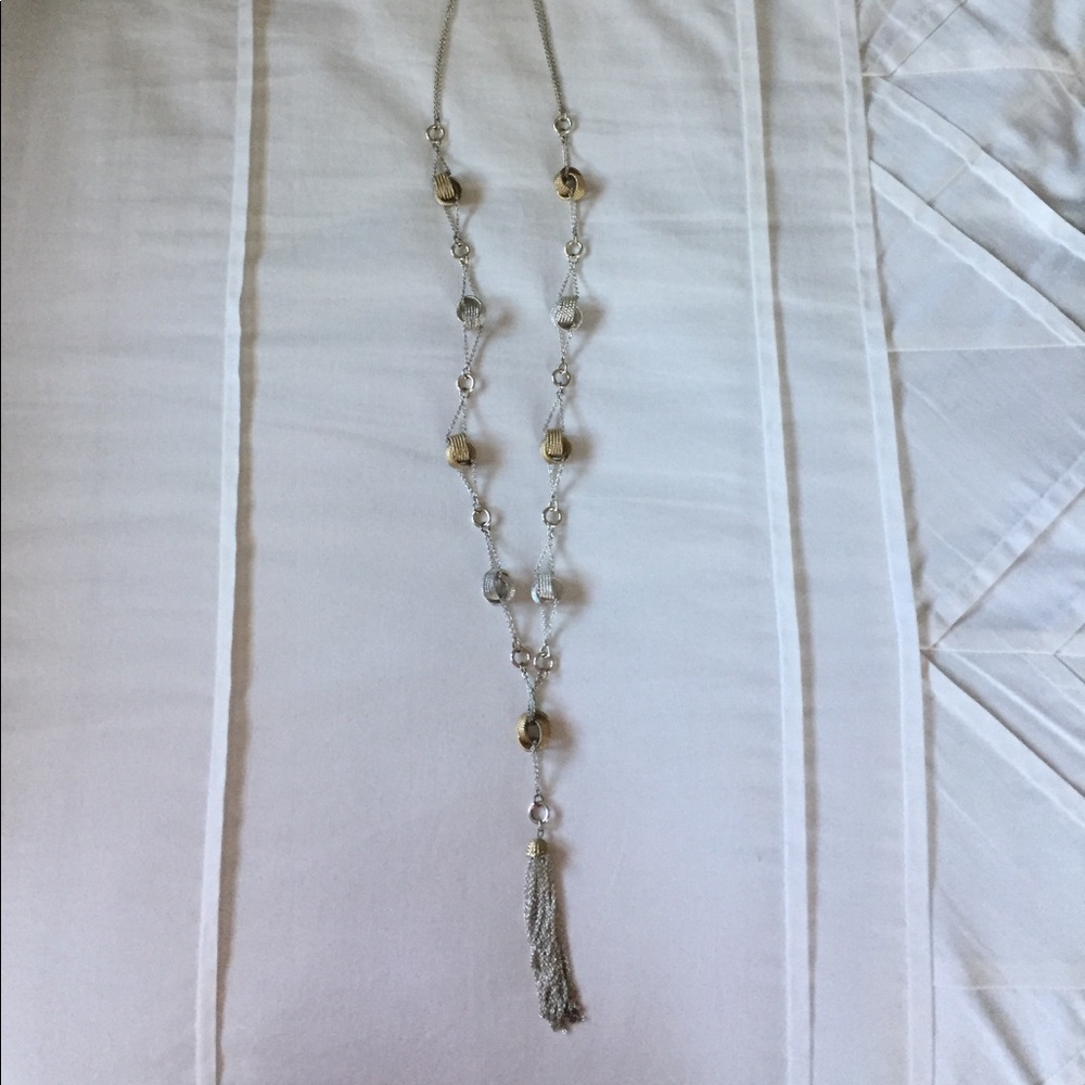 Mixed metal tassel necklace