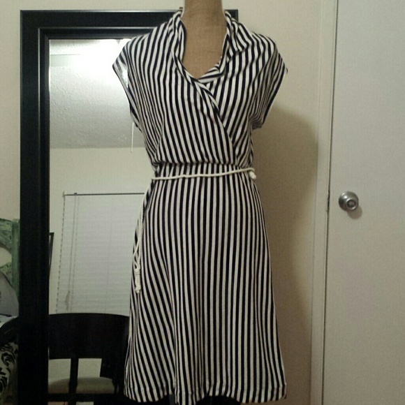 Anthropologie Cabana Chemise Dress Navy Striped - Picture 3 of 3