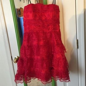 Retro red lace homecoming/prom dress