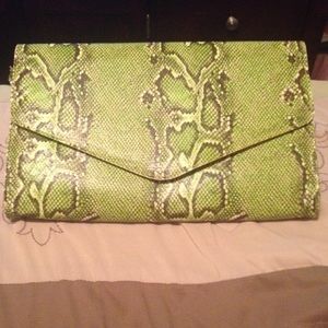 Green Snake Print Clutch