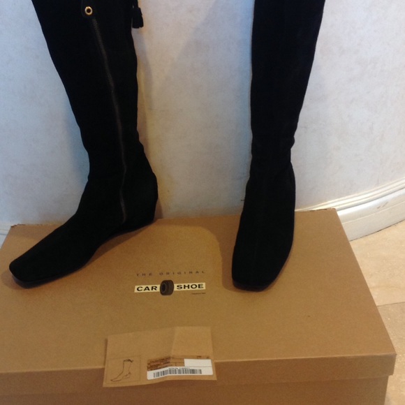 Car Shoe (a division of Prada) KneeHi Black Suede Wedge Boot size 7 SALE