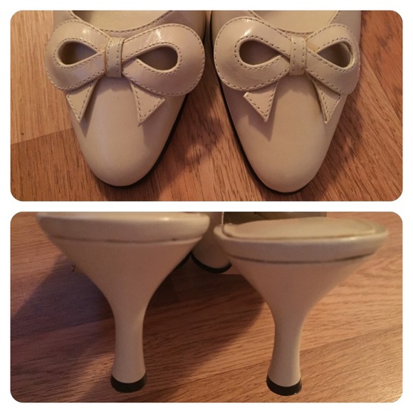 🚫Sold🚫Cream leather sling backs sz 7.5. Classic! - Picture 3 of 4