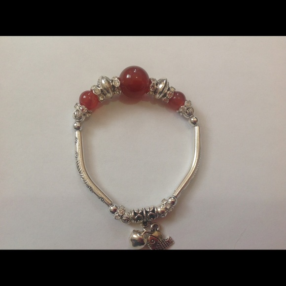 Glass and crystal beads charm bracelet