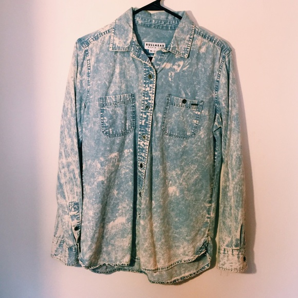 Bullhead Tops - PacSun Bullhead Acid Wash Denim Button-Up Top