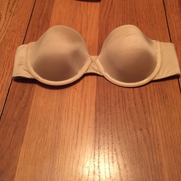 Nude strapless bra.