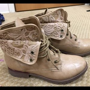 Light tan combat boots