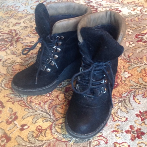 Wedge heal lace up booties