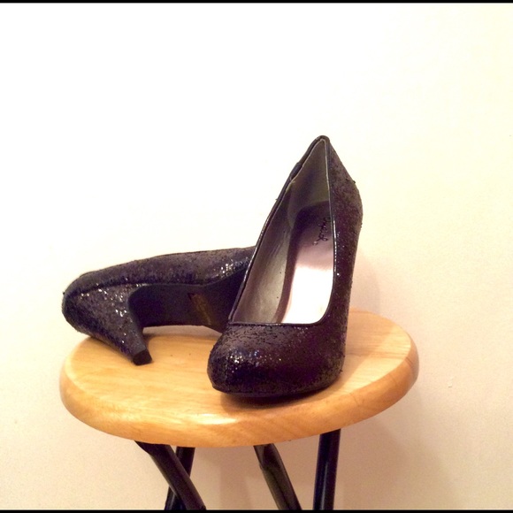 Nadine Black Glitter Heels - Picture 2 of 2