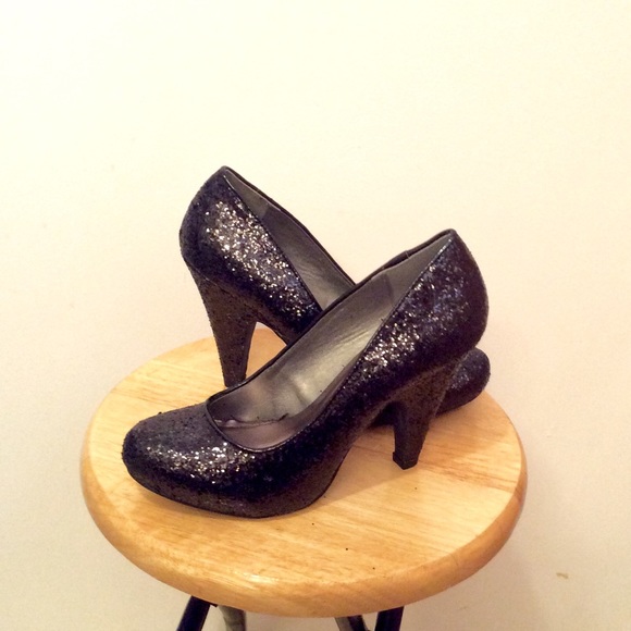 Nadine Black Glitter Heels - Picture 2 of 2