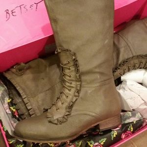 Taupe Betsy Johnson Riding Boots....