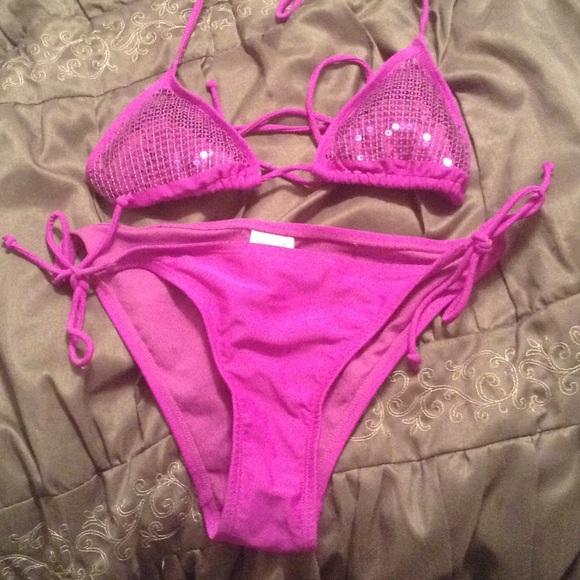 Purple sequin bikini