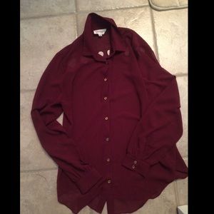Burgundy heart cut out blouse