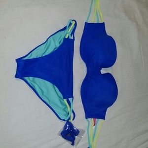 Blue Victoria Secret strapless bathing suit
