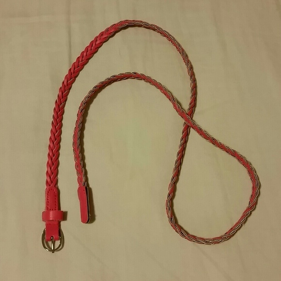 Hot pink thin braided belt