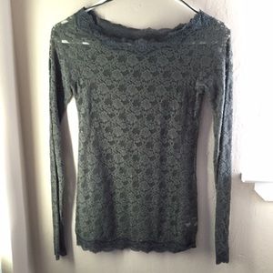 ✅SOLD via eBay- Free People Grey Lace Top