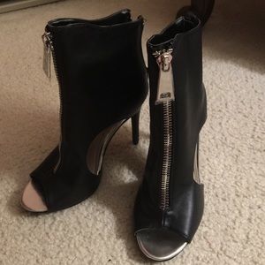 Black/ silver bootie & brown bootie
