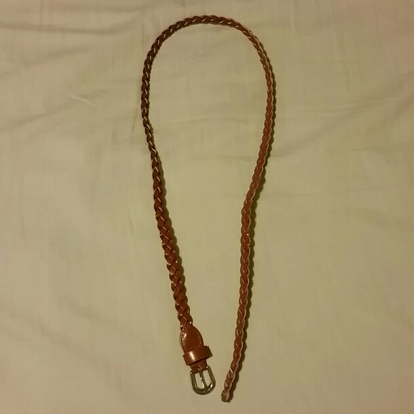 Braided thin brown wait belt