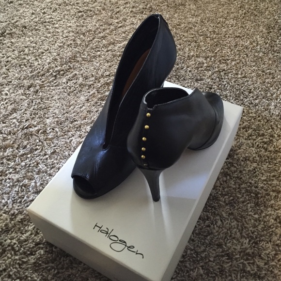 Black booties gold studs