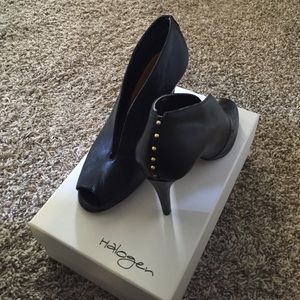 Black booties gold studs