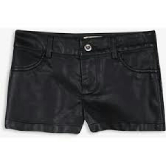 Black faux leather shorts