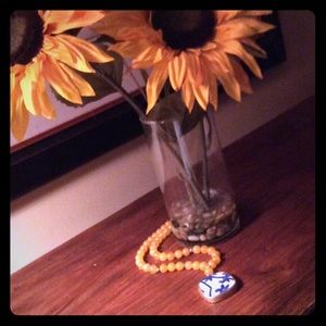 Asian pottery pendant necklace- handmade on ETSY