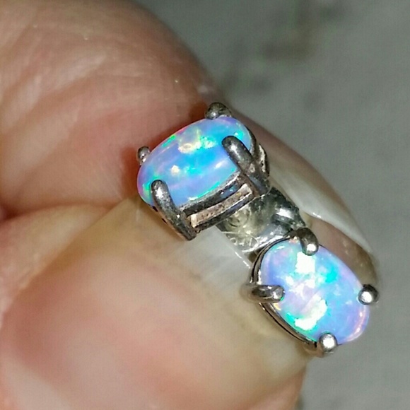 Opal studs sterling silver