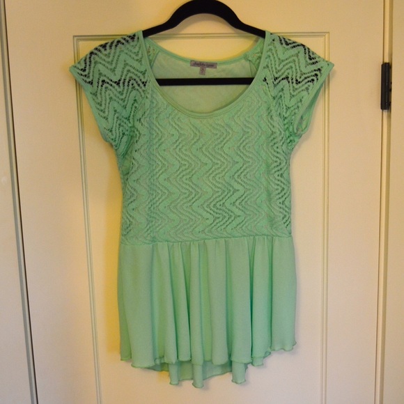 Tiffany Blue chiffon peplum blouse