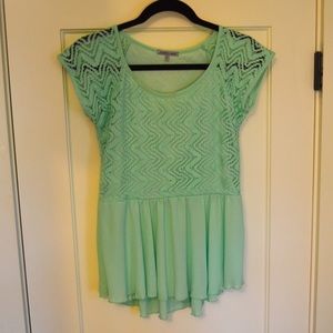Tiffany Blue chiffon peplum blouse