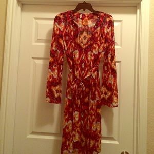 Tory Burch Brown/Red/Orange Diana shirt dress