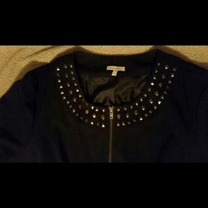 Black Fashion Bug Top with Studded Neckline