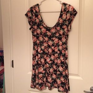 Black Floral Skater Dress