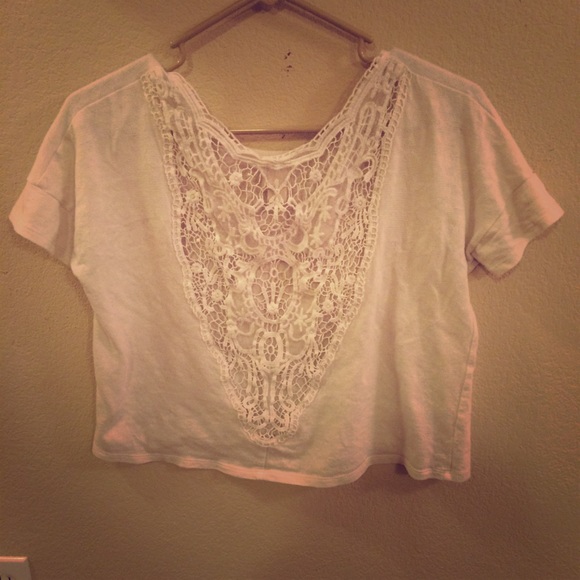 White lace back crop