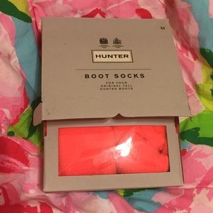 Neon pink HUNTER rain boot socks