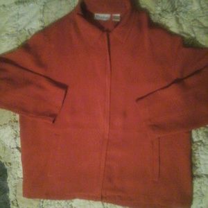 Bright Rich Dark Red Zippered Front Blouse/Cardiga