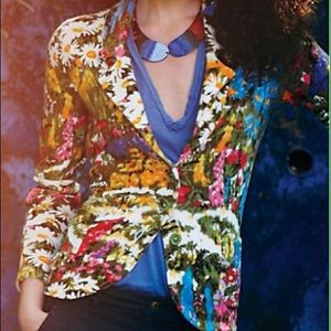 Floral printed sweater fabric blazer