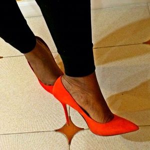 Aldo orange suede classy pointed toe dressy heel