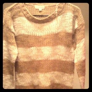 Light Brown and White striped top, cozy, knit