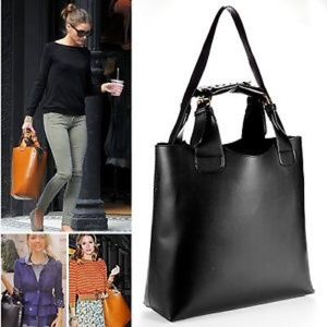 Vintage Faux Leather Tote Hobo Celebrity Handbag