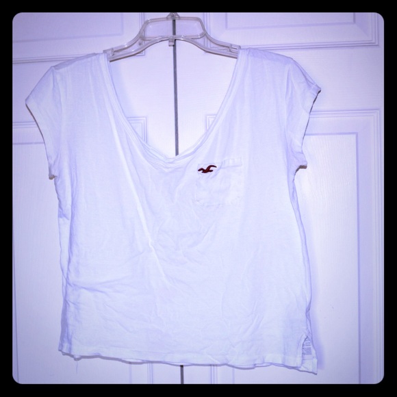 White double v neck top