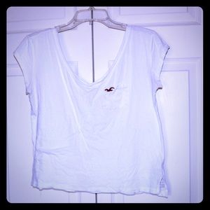 White double v neck top