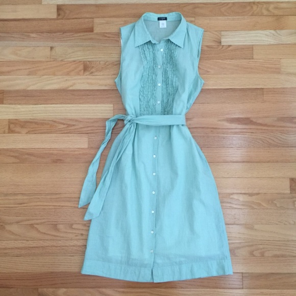 🎉HP, 5/11🎉 J. CREW | Mint Striped Shirt Dress - Picture 3 of 3