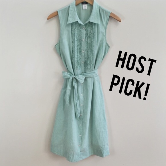 🎉HP, 5/11🎉 J. CREW | Mint Striped Shirt Dress - Picture 2 of 3