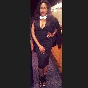 ASOS Deep Plunge Collar Body-Conscious Dress