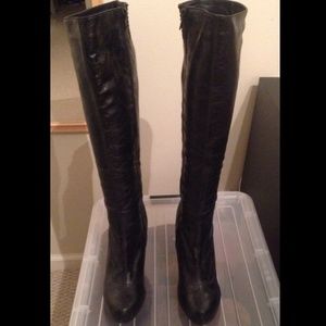 Brand new black faux leather boots size 7.5