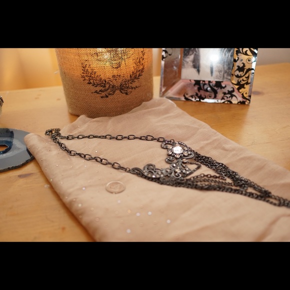 Black Fleur and Chains Necklace