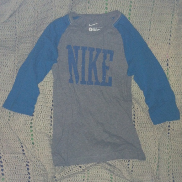 Blue and grey quarter sleeve nike shirt